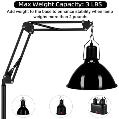 Heat Lamp Stand Reptile Light Stand Heat Lamp Holder | 360° Swing Arm, Height Adjustable 15.7 inch to 74.3 inch, Bearded Dragon, Turtles, Snake and Lizard Terrarium