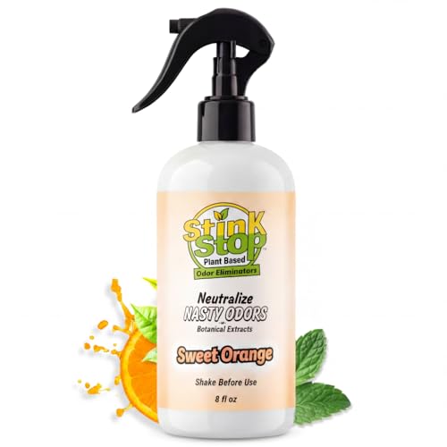 Plant-Based Odor Eliminator Spray: Multi-Use Natural Odor Neutralizer for Bathrooms, Trash Cans, Diaper Pails, Cars, Shoes, Pet Odors, Post Poop and Musty Rooms (8 fl oz, Sweet Orange) - size: 8 Fl Oz (Pack of 1)