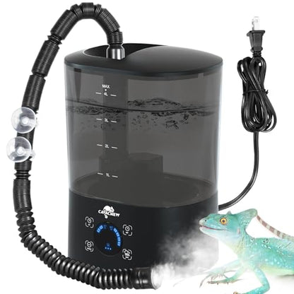 4L Reptile Humidifier Fogger Top Fill, Automatic Misting System for Reptiles, Adjustable Fogging, Leak-Proof, Timing Terrarium Mister Tank Humidifier for Snake Chameleon Frog Hermit Crab