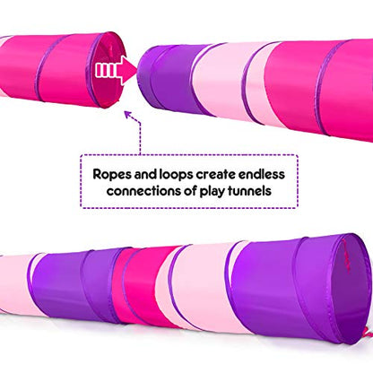 PigPigPen Kids Tunnel for Toddlers,Pop Up Play Tunnel Tent for Babies or Dogs, Indoor & Outdoor Toys for Kids Backyard Playset - style: Red,pink,purple play tent