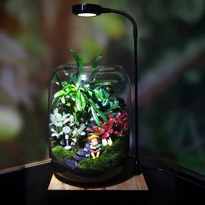 SARUFO Glass Plant Terrarium Kit, 6.3"X8.6" Micro-Landscape Vase with Light, Snowman and Pine Trees, for Home Office Tabletop Decoration, Wardian, Unique