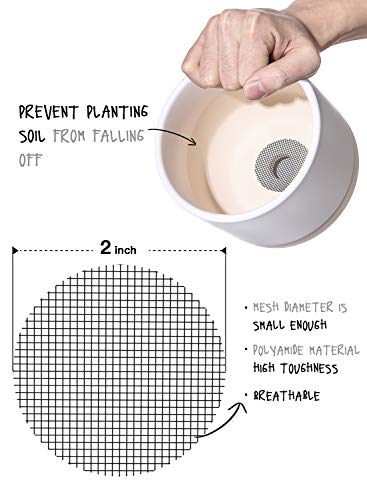 LE TAUCI Plant Pot Hole Mesh Pads, 2-Inch Round Flower Pot Drainage Covers, Prevent Soil Loss, Durable Reusable, Bonsai Bottom Grid Mat, Gardening Essentials, 50-Pack - size: 2*2 inches