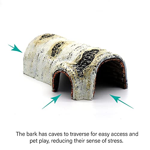 Reptile Hides and Caves Birch Tree Bark Trunk Habitats Decor Aquarium Decoration Wood for Lizard Geckos Snake Spiders Frogs Turtle (Small) - style: Small