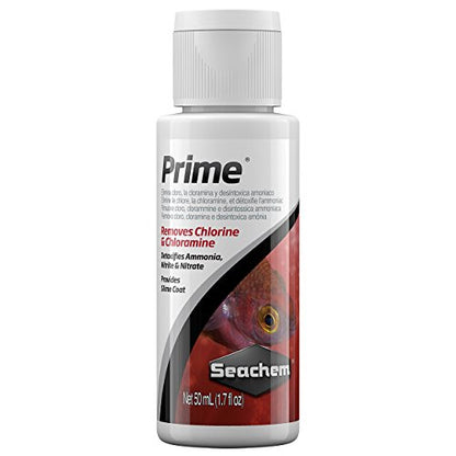 Seachem Prime Fresh and Saltwater Conditioner - Chemical Remover and Detoxifier 50 ml | Chemical Remover and Detoxifier - size: 50 mL, style: Conditioner