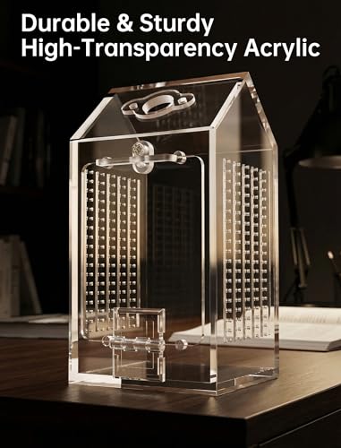 NiHome Clear Acrylic Jumping Spider Enclosure, Magnetic Tarantula Terrarium | Acrylic Praying Mantis Enclosure, Magnetic Opening Door & Feeding Port, Escape-Proof Reptile Habitat, 1.5mm Ventilation Holes