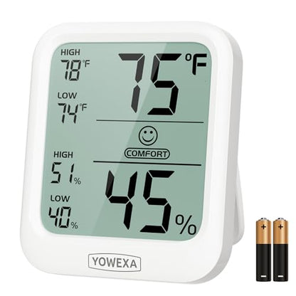 Room Thermometer Indoor, Digital Hygrometer Humidity Meter | Room Thermometer, Humidity Monitor, Easy-to-Read Display, Comfort Indicator, Max/Min Records, 10s Refresh, Tabletop