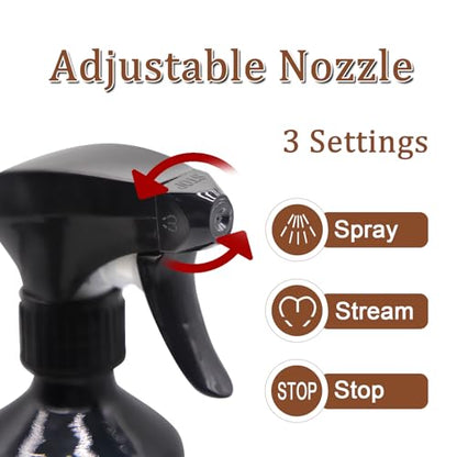 Glass Spray Bottles for Cleaning,16 OZ 2 Pack Continuous Empty Water Mister Spray Bottles for Hair,Plants Mister,Adjustable Nozzle,Black - color: Black