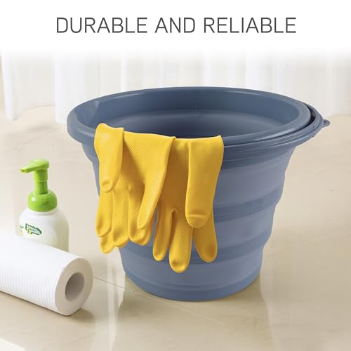 SIMPLEMADE Collapsible Bucket Cleaning Set - Includes 2 Foldable Buckets, Spray Bottle, Rag, Scrubbing Brush and Sponge - Holds Up to 10 liters, Easy Storage, All-Purpose Cleaning Solution - color: Blue