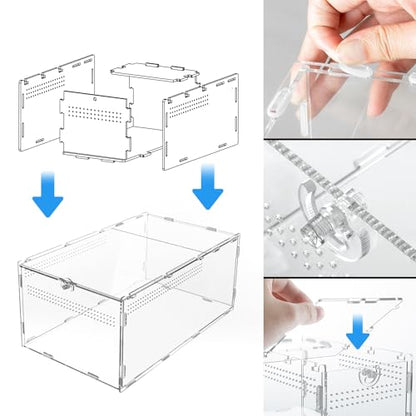 REPTI ZOO Large Tarantula Enclosure Spider Enclosure 14" X 8" X 6", 2 in 1 Acrylic Aboreal Breeding Box for Mantis Snail or Terrestrial Breeding Box for Cricket Jumping Spiders Tarantula