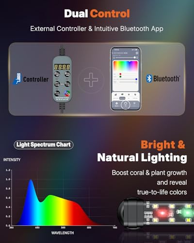 Pawfly Aquarium Light with Bluetooth for Plants, 5W 8 inch Full Spectrum Fish Tank Light for 8-15 inch Fish Tanks, Submersible LED Lights with App Control, Timer Modes & Adjustable Brightness - color: Pro, size: 8 Inch for 8 to 15 Inch Tank