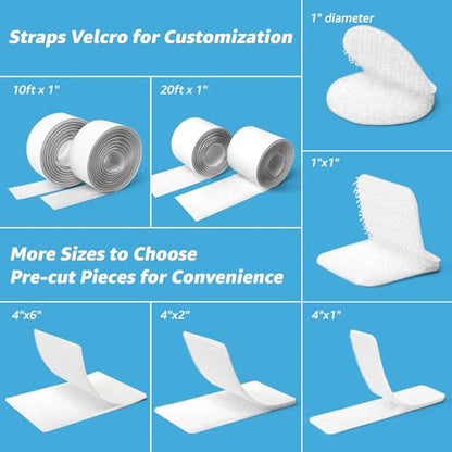 Art3d 16 Sets Hook and Loop Tape, 1"x 4" Sticky Back, Heavy Duty, White | Double-Sided, Holds 13 lb, Adhesive Strip, Nylon, Picture Hanging Strips Fastener for Mounting Hanging, Glass, Tile, Metal - color: White, size: 4 x 1 Inch (Pack of 16)