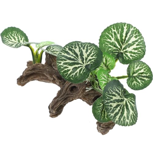 Ipetboom Reptile Corner Branch Resin Climbing Tree Branch with Leaves Terrarium Plant Branches Fish Turtle Tank Decor for Snake Bearded Dragon Lizard Frog - size: Large