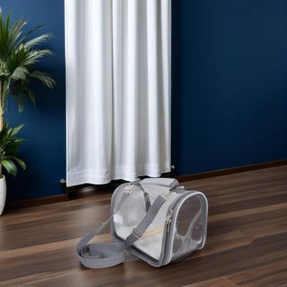 Lightweight Portable Bird Carrier Cage with Wood Perch and Plastic Bag for Parrot and Lizards, Easy Cleaning and Robust Structure Travel Carrier for Outdoor Adventures and Takeout