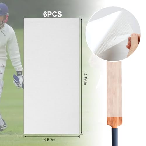 6 Pack Cricket Bat Protection Sheet, Transparent Cricket Bat Tape | High Viscosity Fiberglass Anti Scuff Sheet Tape Clear Face Cover for Cricket Bat Care