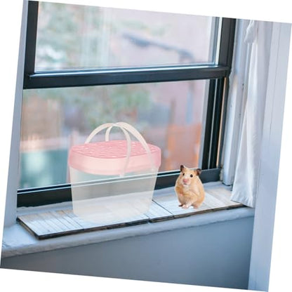ERINGOGO 2pcs Small Pet Carriers Plastic Hamster Boxes Turtle Containers Medium Size Pink Portable Travel Reptile Holders for Outdoor Use