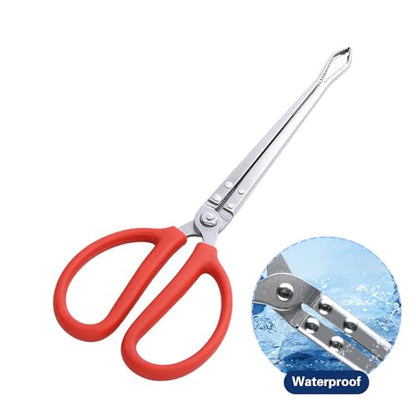 2 PCS Snake Feeding Tongs 15 Inch Extra Long Stainless Steel Reptile Feeding Tongs Including 1 Curved Mouth and 1 Straight Mouth Feeding Tong Tweezers for Ball Python Fish Aquariums Reptiles Snakes