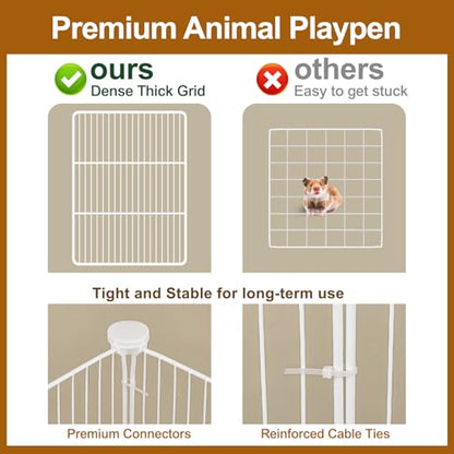 VISCOO 20 Panels Small Animal Playpen, Pet Playpen, Guinea Pigs Cages | C&C Cage, Rabbit/Bunny Cage, Puppy Play Pen, Indoor Outdoor Portable Metal Wire Yard Fence(White) - color: White, style: 20 Panels- 48"L x 24"W x 16"H