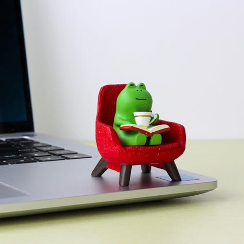 Refintural Miniature Frog Figurines - Funny Frog Sculpture for Shelf, Desk Decoration - Frog Desk Accessories - Perfect Cute Frog Gift for Frog Lovers (Red Sofa) - color: 03-frog-sofa-red