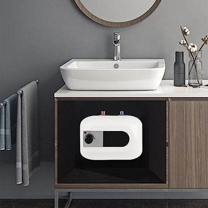 Electric Mini Tank Water Heater 1.5kw, 1.6Gal Under Sink Water Heater | Fast Heating | Adjustable Range from 86-149°F | Ideal for Sinks, Kitchens, Bathrooms, and Rvs | 9.06''L* 9.06''W *12.8''H