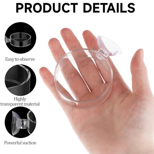 60mm Fish Tank Feeder Dish Aquarium Shrimp Feeder Dish with Suction Clear Fish Tank Feeding Bowl Round Clear Dishes Tray（2pcs）