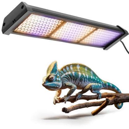 Dimmable LED Reptile UVB Lamp, 8000 Hours UVB Duration for Much Longer Lifespan, Adjustable 4/8/12-Hour Cycles, Suitable for Lizard and Chameleon, 12W, L Size - size: 12INCH