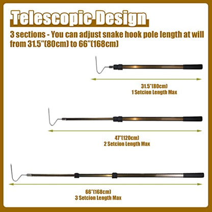 66" Snake Hook Reptile Catcher Stick Tongs Grabber Handling Tool for Rattlesnakes Python Copperhead Removal Catching - color: Snake Hook 66"