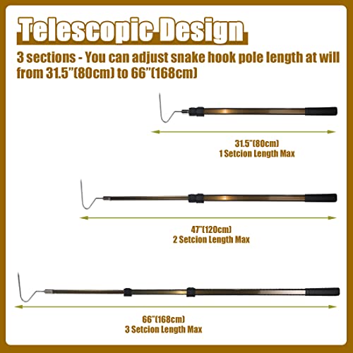 66" Snake Hook Reptile Catcher Stick Tongs Grabber Handling Tool for Rattlesnakes Python Copperhead Removal Catching - color: Snake Hook 66"