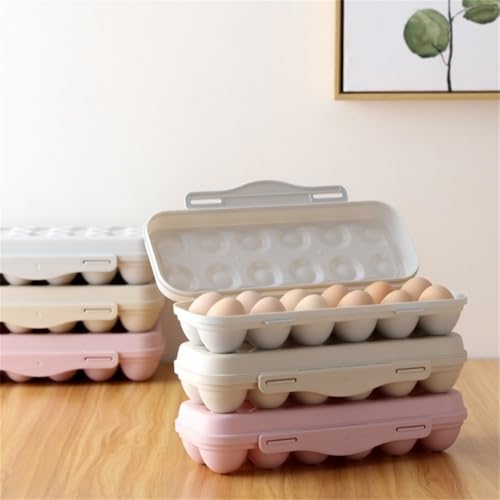 Portable Egg Storage Box With 18 Grids Egg Protector Case Tray Container Secure Egg Transport Outdoor Trips And Activities(18 Beige) - size: 18 Beige