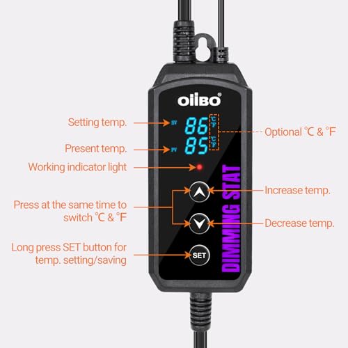 Digital Heat Mat Thermostat, PID Reptile Heat Lamp Dimming Thermostat Heating Pad Temperature Controller for for Aquarium Reptiles and Seedling, Breeding, Hatching