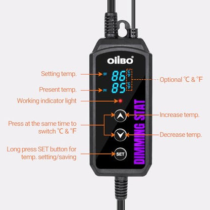 Digital Heat Mat Thermostat, PID Reptile Heat Lamp Dimming Thermostat Heating Pad Temperature Controller for for Aquarium Reptiles and Seedling, Breeding, Hatching
