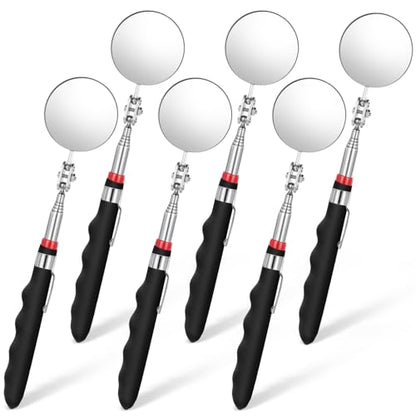 6 Pcs Telescoping Inspection Mirror 360 Rotation Round Inspection Mirrors Flexible Circular Inspection Mirror with Extended Handle for Checking Vehicle Condition