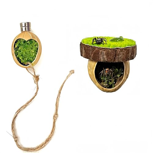2pcs Jumping Spider Hideout,Accessories Enclosure,Magnet Hidden,Climbing Platform, Hiding Habitat from Natural Materials,Suitable for Small Insects