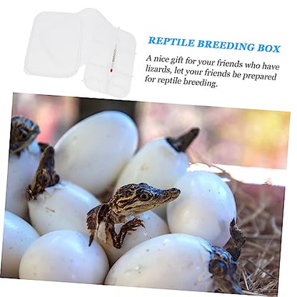 GANAZONO 1Pc Compartment Reptile Hatching Box Transparent Gecko Incubator for Snakes and Lizards Easy to Clean Reptile Breeding Case with Thermometer for Egg Incubation and Reuse