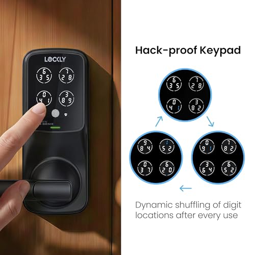 Lockly Secure Pro Wi-Fi Smart Lock with Handle | Keypad Keyless Entry Door Lock with Fingerprint,App Remote Control, Works with Alexa and Google, Auto Lock - color: Matte Black