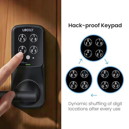 Lockly Secure Pro Wi-Fi Smart Lock with Handle | Keypad Keyless Entry Door Lock with Fingerprint,App Remote Control, Works with Alexa and Google, Auto Lock - color: Matte Black