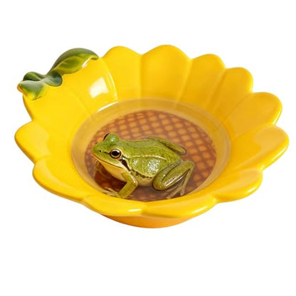 JSLZF Tree Frog Habitat Frog Water Bowl Dish Bathtub Tank Accessories Terrarium Decor Ceramic Aquarium Decoration Sturdy and Not Easy to Knock Over