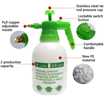 Garden Pump Sprayer, 0.5Gallon/68oz Hand-held Lawn Pressure Spray Bottle with Adjustable Nozzle (Green-2Pcs) - color: Green-2Pcs