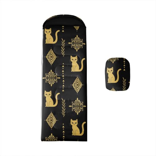Erosebridal Sugar Skull Kids Sleeping Bag Southwestern Aztec Western Camping Blanket for Hiking Travel Hunting Sleep Bag - color: Black Yellow Gold 15