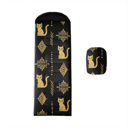 Erosebridal Sugar Skull Kids Sleeping Bag Southwestern Aztec Western Camping Blanket for Hiking Travel Hunting Sleep Bag - color: Black Yellow Gold 15