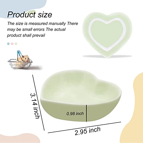 Ceramic Hamster Food Bowl, 1.2oz Durable Heart Hamster Water Dish for Hamsters/Birds/Snakes/Turtle, Easy to Wash and Prevent Tipping (Green, 1pcs) - color: Green, size: 1pc
