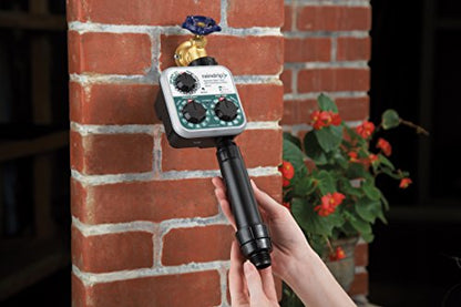 Raindrip SDGCBHP Automatic Drip Irrigation Watering Kit with Timer for Ground Cover & Flower Beds, Waters up to 200 Sq. ft, Timer with Customizable Settings & 13 GPH Half-Circle Adjustable Sprayers, Black;Galvanized Steel;Brown - color: Timer, style: Grou