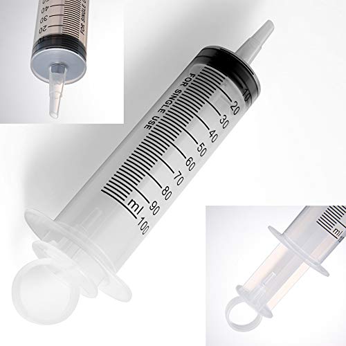 2 Pack Large Syringes (100 ML), Plastic Garden Industrial Syringes for Scientific Labs, Measuring, Watering, Refilling, Filtration Multiple Uses ，More Size Choice：150ML