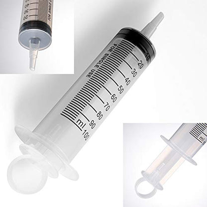 2 Pack Large Syringes (100 ML), Plastic Garden Industrial Syringes for Scientific Labs, Measuring, Watering, Refilling, Filtration Multiple Uses ，More Size Choice：150ML