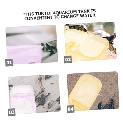 4pcs Turtle Tank Aquarium with Platform Plastic Reptile Habitat for Turtles Crabs Amphibians Convenient Cleaning and Multi-use Design