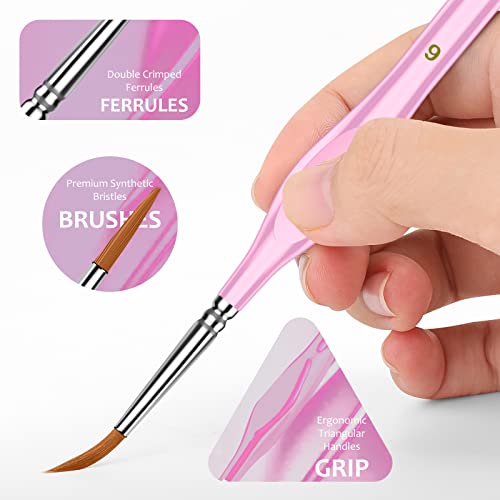 Miniature Paint Brushes,10Pcs Round Pointed Tip Paintbrushes, Micro Detail Paint Brush Set, Triangular Grip Handles Art Brushes Perfect for Acrylic, Watercolor, Oil, Craft (Blush) - color: Blush, size: 10