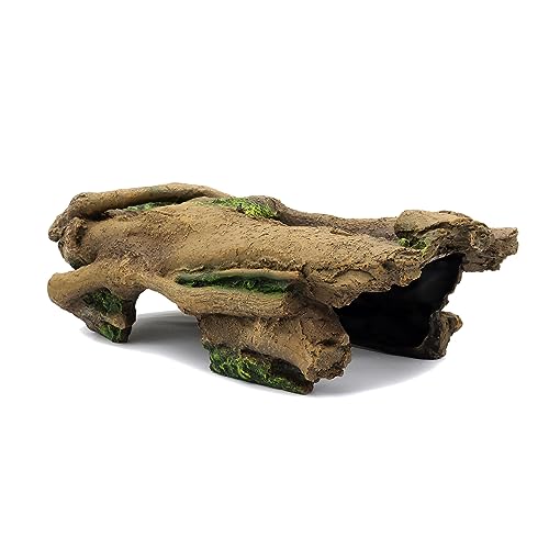 JIHAQUA Aquarium Resin Bark Terrarium Decor Lizard, Snake or Reptile Hide | Spider and Aquarium Fish Hide Cave