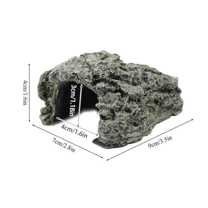 lyrlody Fish Hiding Cave, Reptile Hideout Cave, Aquarium Decoration for Gecko, Axolotl, Small Animal Basking Hide Crawling Terrace Made of Safe Resin Simulated Rock Design (B-025A Small Cave)