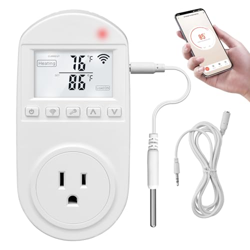 New Generation! Briidea Smart WiFi Temperature Control Outlet Compatible with Alexa Google Assistant, Perfect for Households Greenhouses Reptile Enclosures Incubators, 110V/16A - style: WiFi model