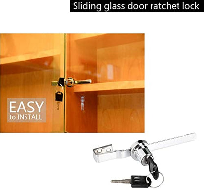 Cabinet Locks,Drawer Lock,Mailbox Lock,Sliding Glass Door Ratchet Lock with 2 Keys for Reptile Vivarium Terrarium Showcase Display Cabinet,Length 146mm (Color : Length 120mm)