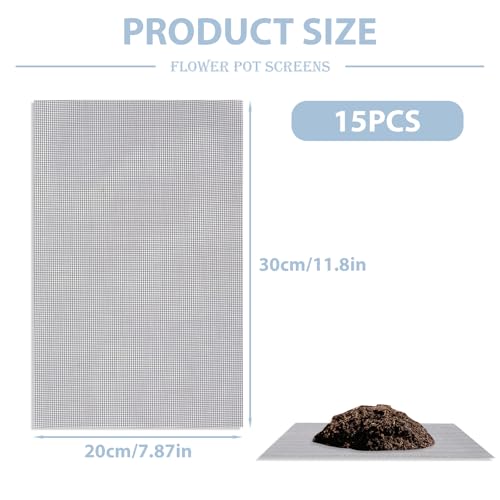 15 Pcs Flower Pot Hole Mesh Pad 11.8x7.8 Inch Bosai Plant Mesh Drainage Screen Prevent Soil Loss Bottom Grid Mat Gardening Essentials